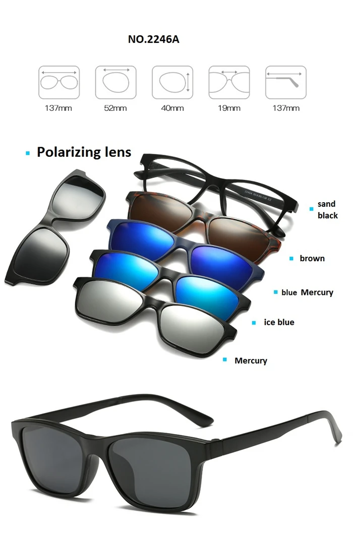 5 1 Anzug Multifunktion sclip verschreibung pflicht ige Sonnenbrille mit Myopie Männer Magnet kurzsichtige Brille Frauen 0 -0.5 -0.75 bis -6.0 – Detail 16
