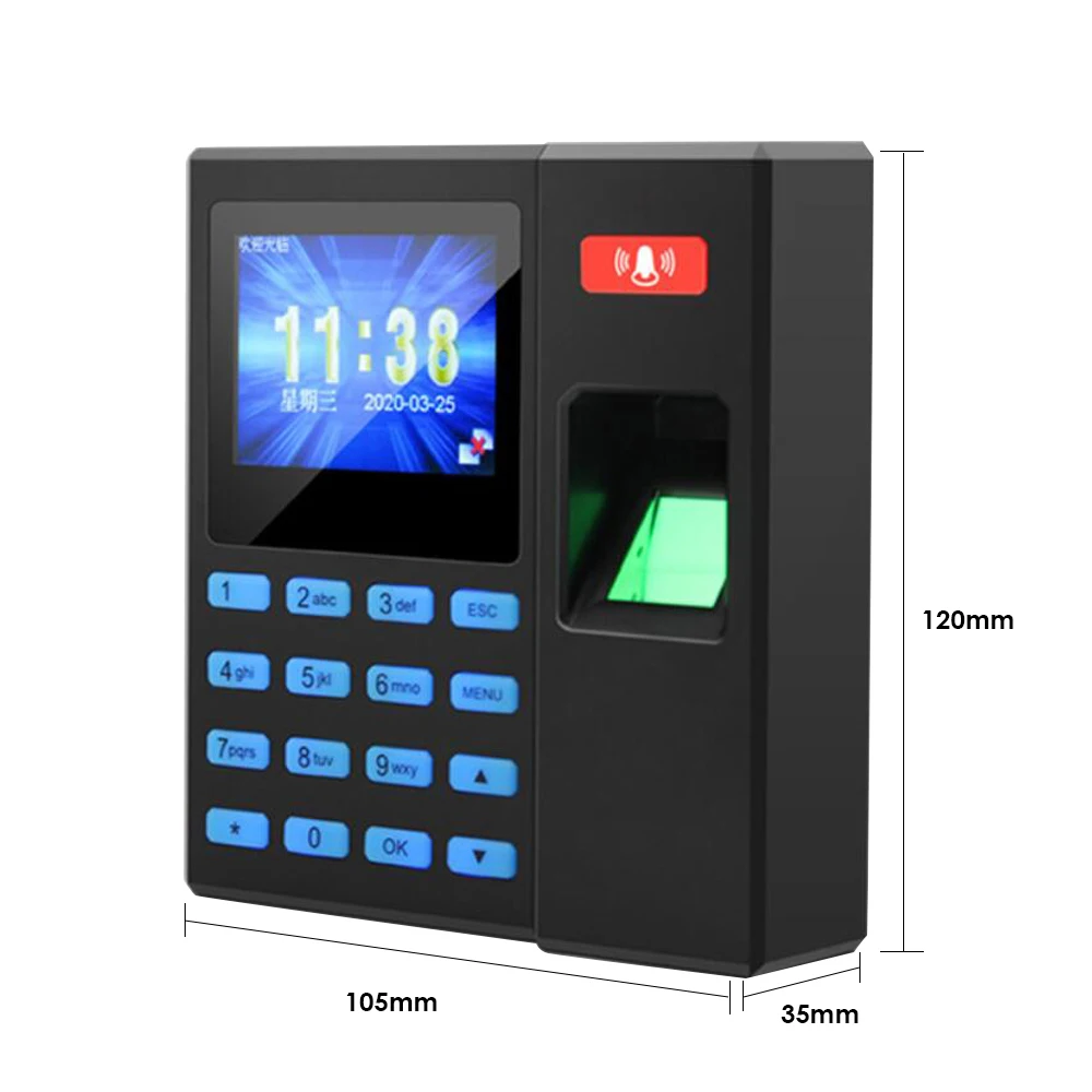 2.4 Inch Attendance Machine Fingerprint/Password/Rfid Card Recognition Time Clock Employee Checking-in Recorder Multi-language