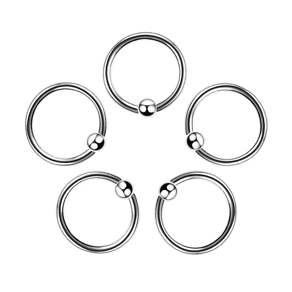 1 Pcs Surgical Stainless Steel Hoop Nose Ring With Ball Nose Rings And Studs Septum Earring Body Piercing Jewelry