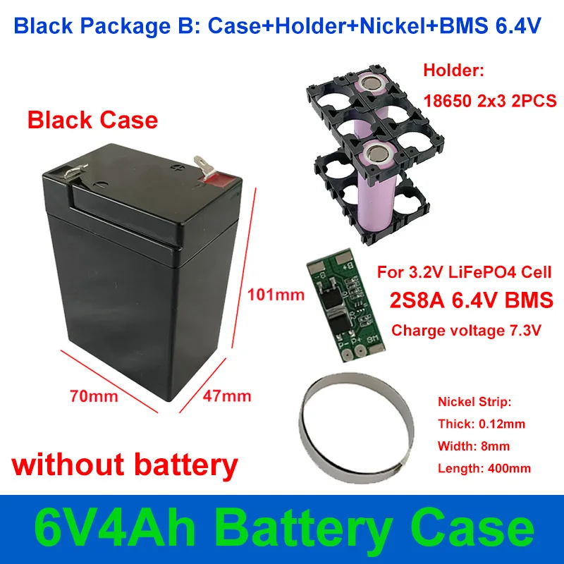 6v 4Ahバッテリーケース6V4Ah空ボックスバッテリなし18650 2 × 3ホルダー2S8A bms 6v 6.4v 7.2v 6Ah diy 2S3P 6個18650細胞