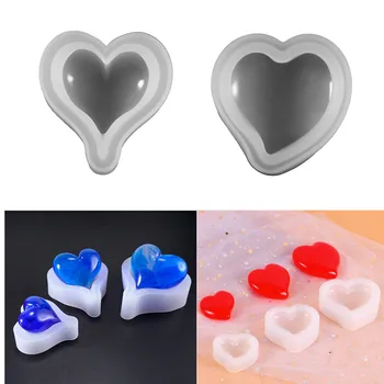 2 stil 3 boyutlu kalp şekli silikon kalıpları epoksi reçine döküm kalıp DIY el sanatları takı yapımı için kolye dekorasyon aksesuarları