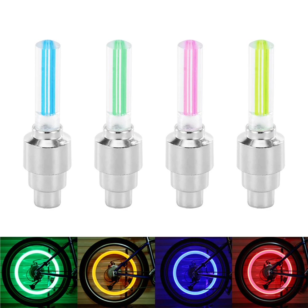 LED Flash Tyre Wheel Valve Cap Light For Car Bike Bicycle Motorbicycle Front Rear Wheel Light Tire 4 Color Waterproof Neon Lamp