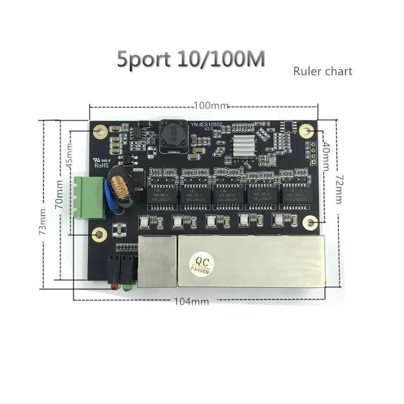 Industrial Ethernet Modulo Switch 5 Porte Switch Non Gestito 100/1000mbps bordo PCBA OEM Porte Auto-sensing bordo PCBA OEM Scheda Madre