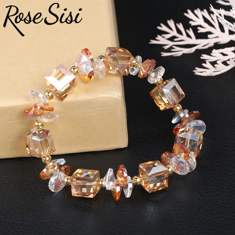 Rose sisi Korean-style handmade bijoux femme beaded bracalet glazed браслет для женщин pulsera шармы для браслета бижутерия