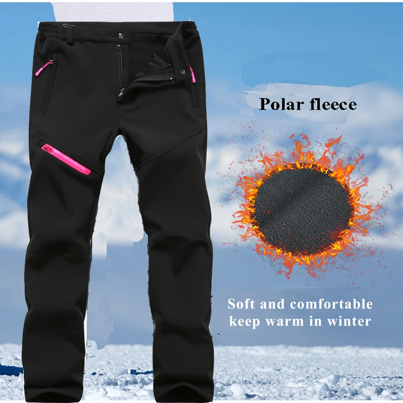 NUONEKO Termiczne spodnie turystyczne dla mężczyzn Kobiety Oddychające spodnie Wodoodporne Wspinaczka Turystyka Camping Softshell Outdoor Winter PN