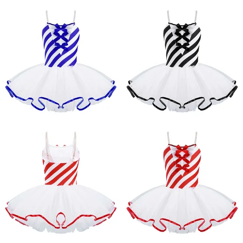 Imagen 2 del producto Niños Niñas bailarina Hada disfraces para fiesta de graduación vestido de flores Ropa de baile para niñas leotardo de Ballet gimnástico tutú vestido rojo de Navidad