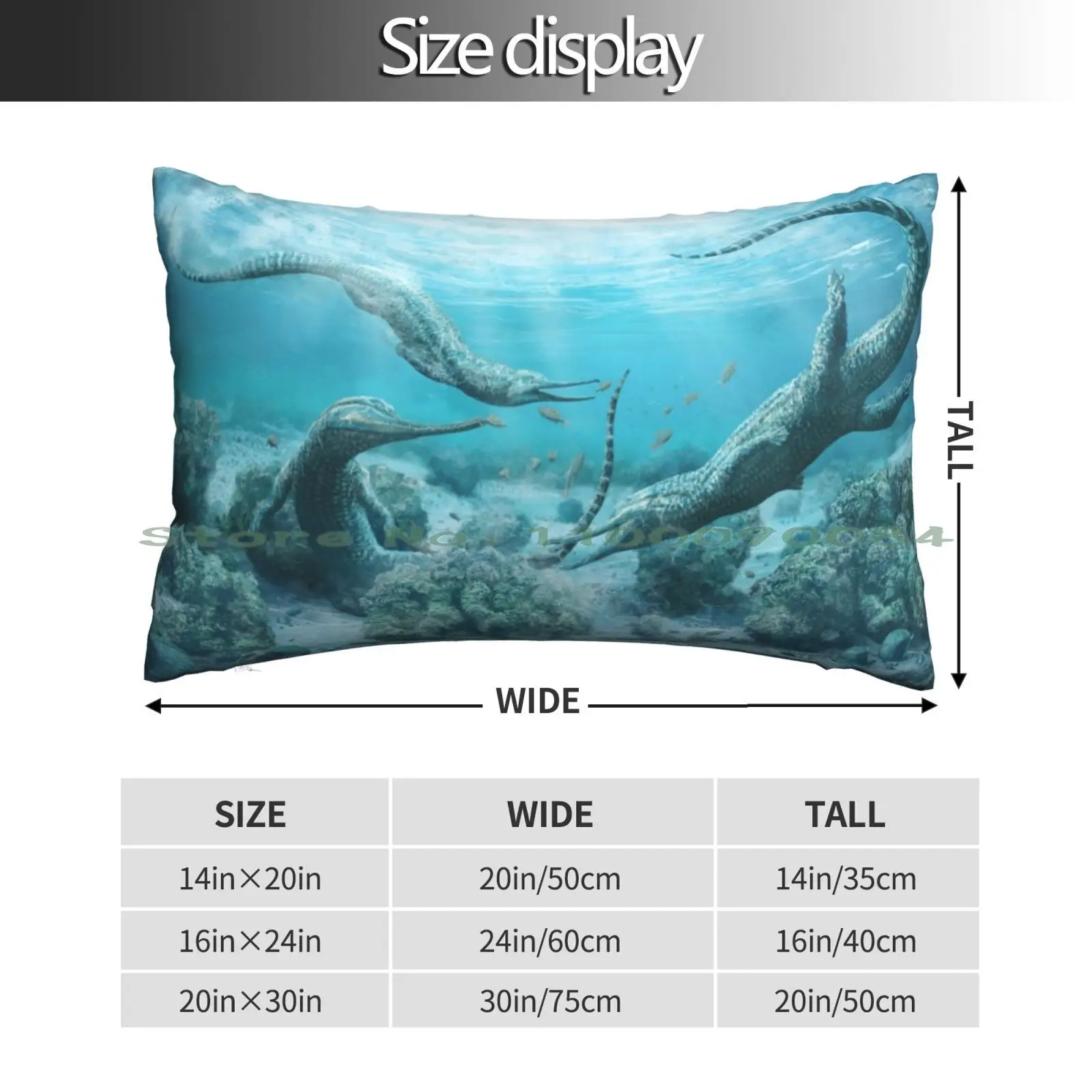 Mystriosuchus Steinbergeri Pillow Case 20x30 50*75 Sofa Bedroom Palaeoart Paleort Marine Prehistoric Reptiles Dinosaurs Animals