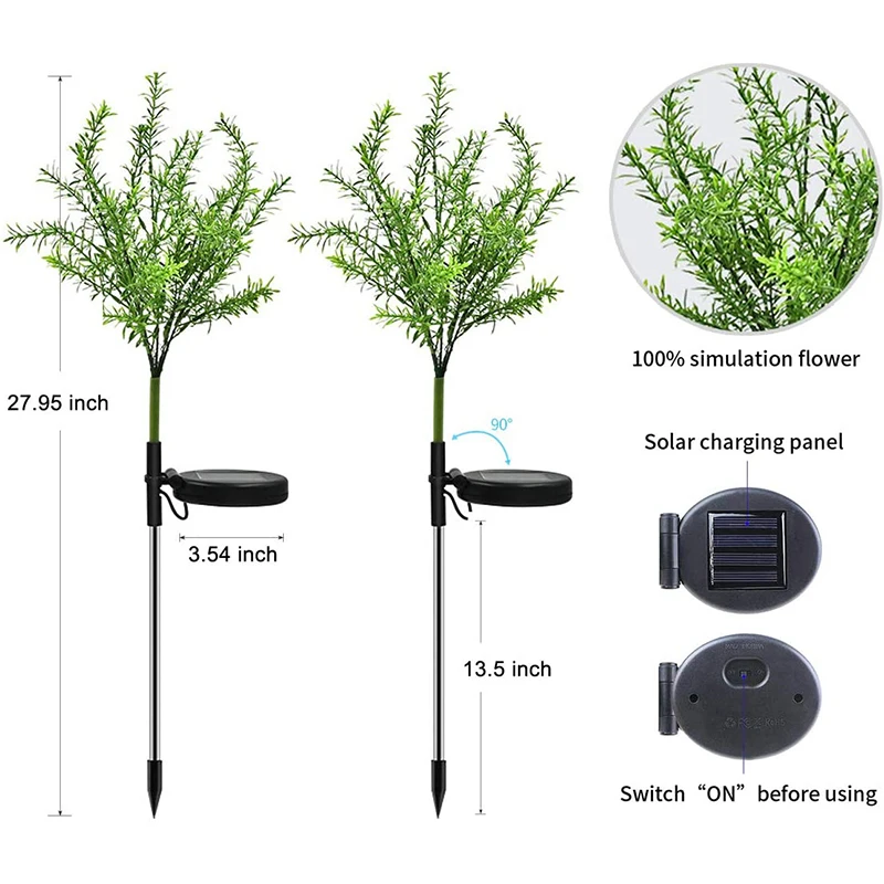 2 Pack Solar Garden Light Outdoor Multi-Color Changing Solar Flickering Tree Light Solar Stake Light For Garden Patio Yard Lawn