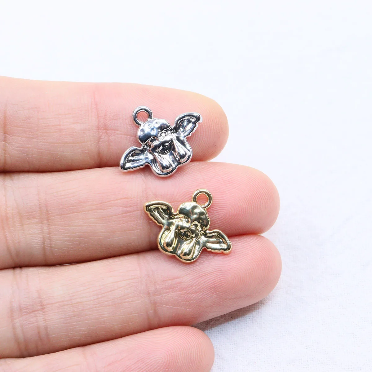 Eruifa 20pcs 17*13mm Pretty Mini Angel Coin Zinc Alloy Necklace,Earring Bracelet Lead/Nickel Free Jewelry DIY Handmade 2 Colors