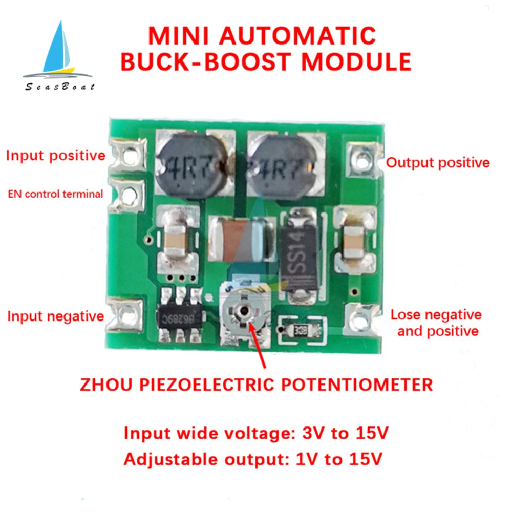 DC-DC Stabilized Power Supply Module Mini Automatic Buck-Boost Voltage Regulator Board DC3V-15V Step Down Buck Boost Module