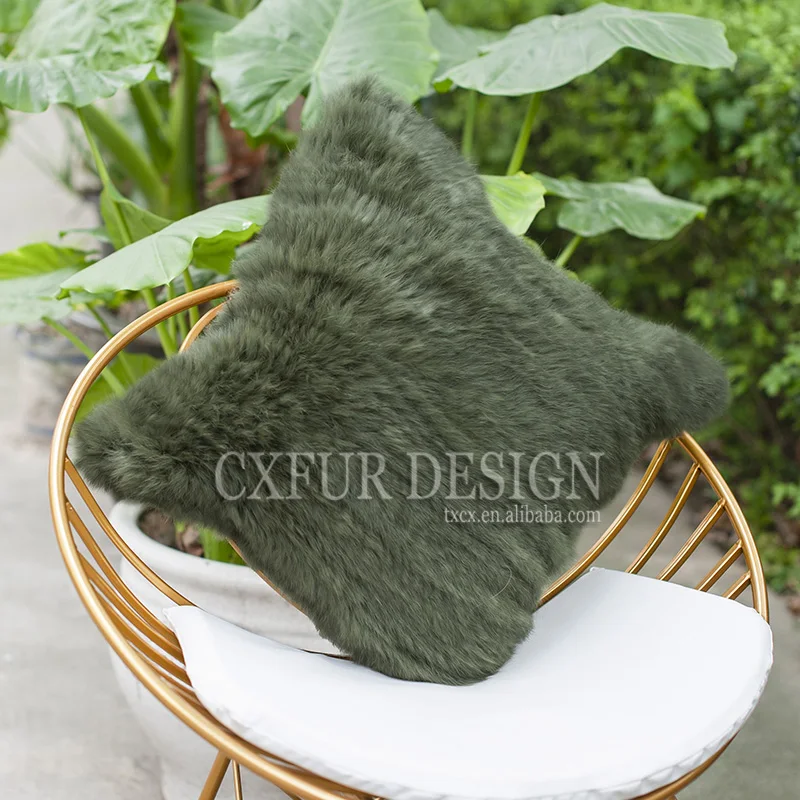 

Free Shipping CX-D-79P Home Decor Knitted Rabbit Fur Pillow Fur Sofa Cushion Cover