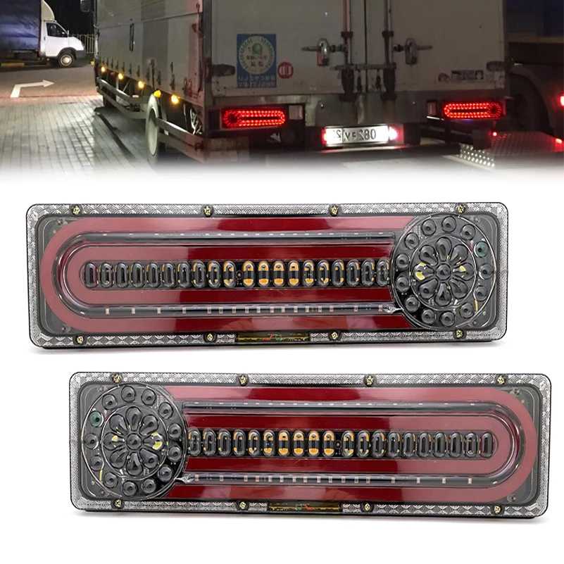 

24V Dynamic LED Car Truck Tail Light Turn Signal Rear Brake Lights Reverse Signal Lamp Trailer Lorry Camper Carav 1pair .