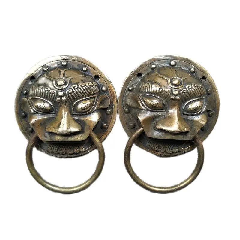 China Old Bronze Rural Collections Bronze Door Ornament Of Lion's Door Ring