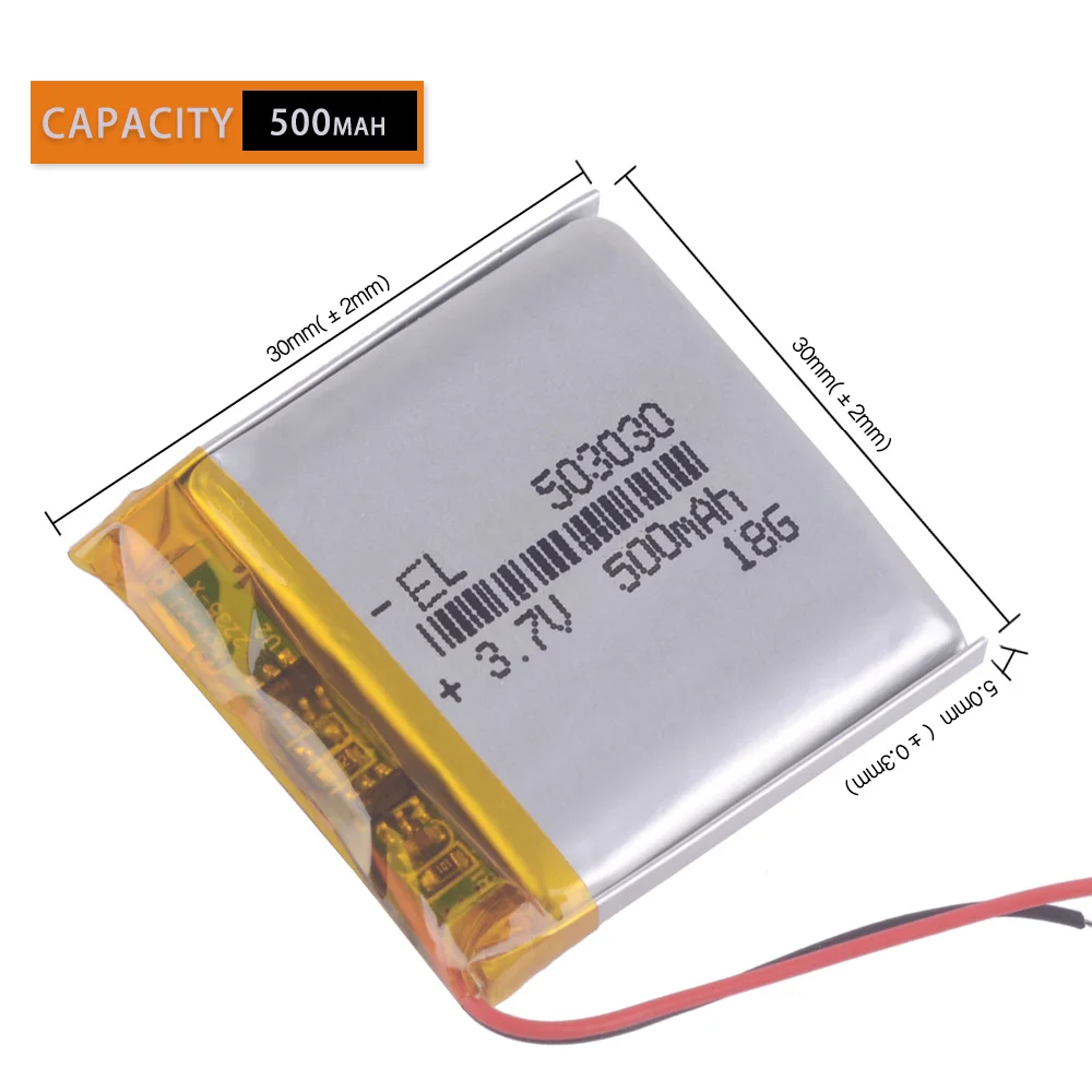 3.7V 503030 500mAh akumulator litowo-jonowy polimerowy do Mp3 głośnik pasek na smartwatcha Dvr GPS 053030 503131 453030