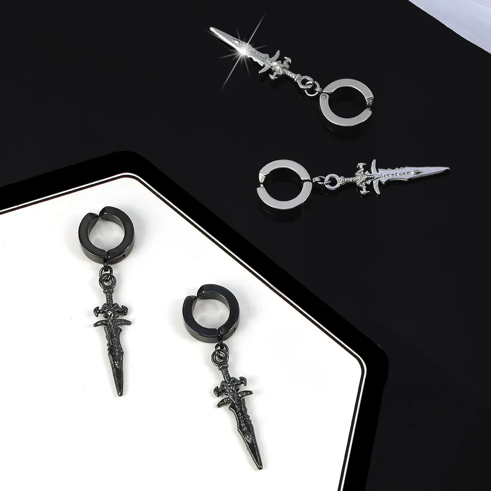 1 Pair Vintage Dagger Drop Earrings for Women Men Silver Color Small Sword Dangle Women Earrings Fashion Jewelry 2020 Xmas Gift