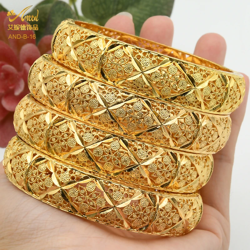 Luxury Designer Indian Gold Color Bangles For Women Arabic Fashion African Bracelet Charm Egyptian Dubai Bangle Turkish Jewelry