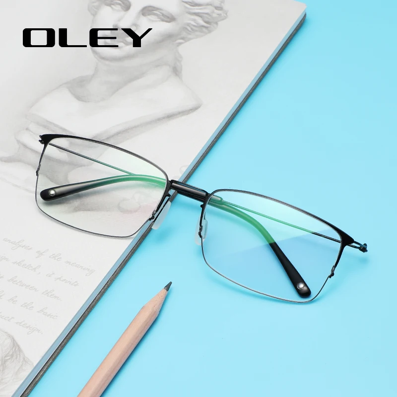 OLEY Titanium Without screws Eyewear Prescription Eyeglasses Frame Men/Women Square Myopia Hyperopia Optical glasses Y8201