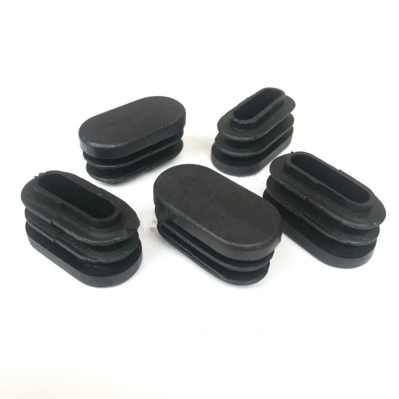 Plástico Blanking Plug Caps para a perna da cadeira, tubo de tubo insere, Bung Insert Stopper, retângulo oblongo oval, preto