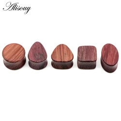 Alisouy 2PCS Purple Wood Ear Plugs Flesh Tunnels Gauges Round Oval Expanders Solid 8-25mm Anti-allergic Body Piercing Jewelry