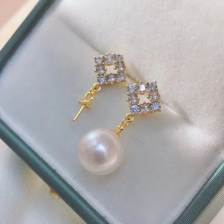 

NO PEARLS 925 Sterling Silver Earrings Findings Settings Base Mountings Parts Mounts for Coral Pearls Agate Crystal Stones Beads
