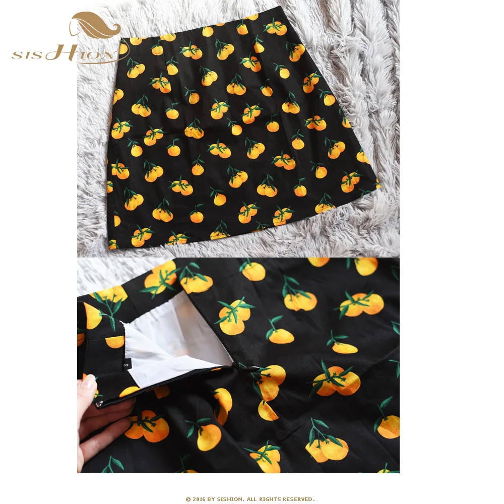 SISHION Dropshipping Floral Toucan Print Mini Rock SS0008 Baumwolle Vintage Schlank Retro Sexy Röcke Frauen Damen Frauen Rock Y2K – Detail 6