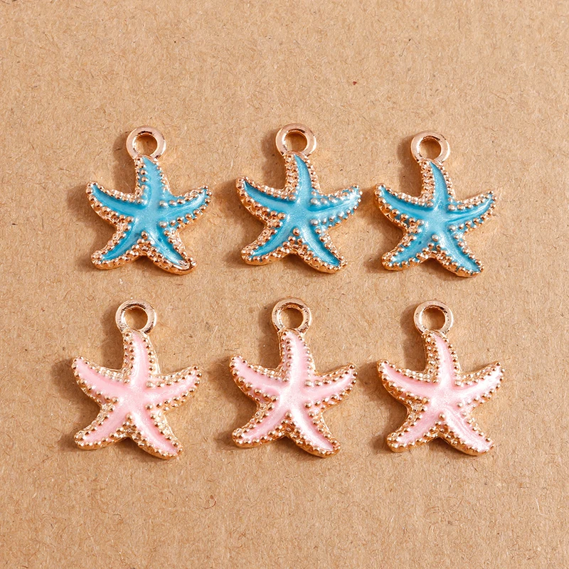 10 teile/los niedlichen Meeres lebewesen Charms für Schmuck machen Emaille Seestern Muschel Charms Anhänger DIY Halskette Ohrringe Geschenk zubehör – Detail 7