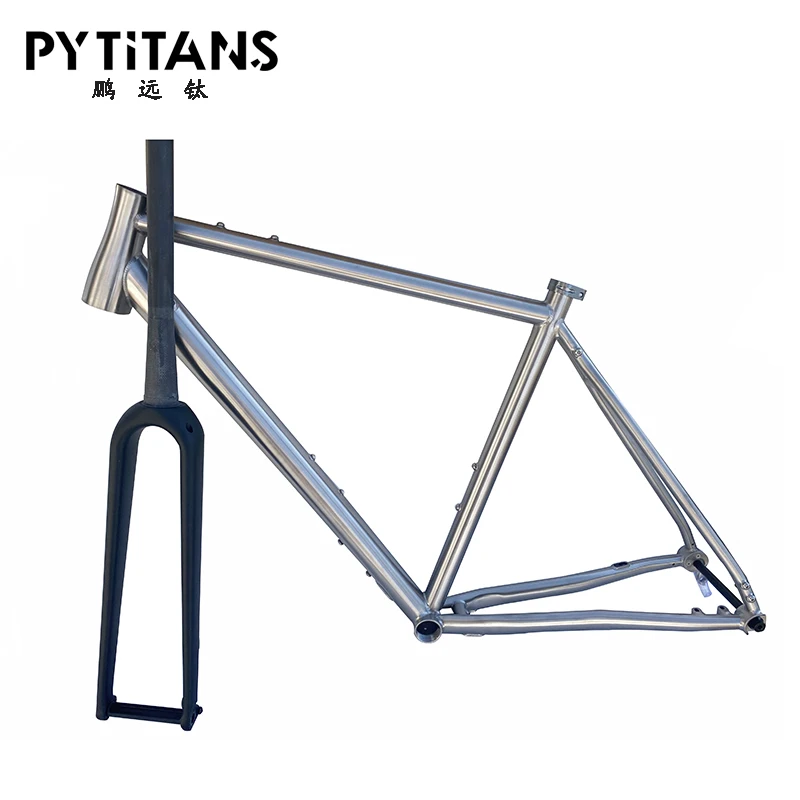 Imagem -02 - Quadro de Bicicleta Titanium Clássico ti Liga Gr9 Titânio Cascalho Quadro para Freio a Disco Plano Todo o Cabo Interno o Hub142 12