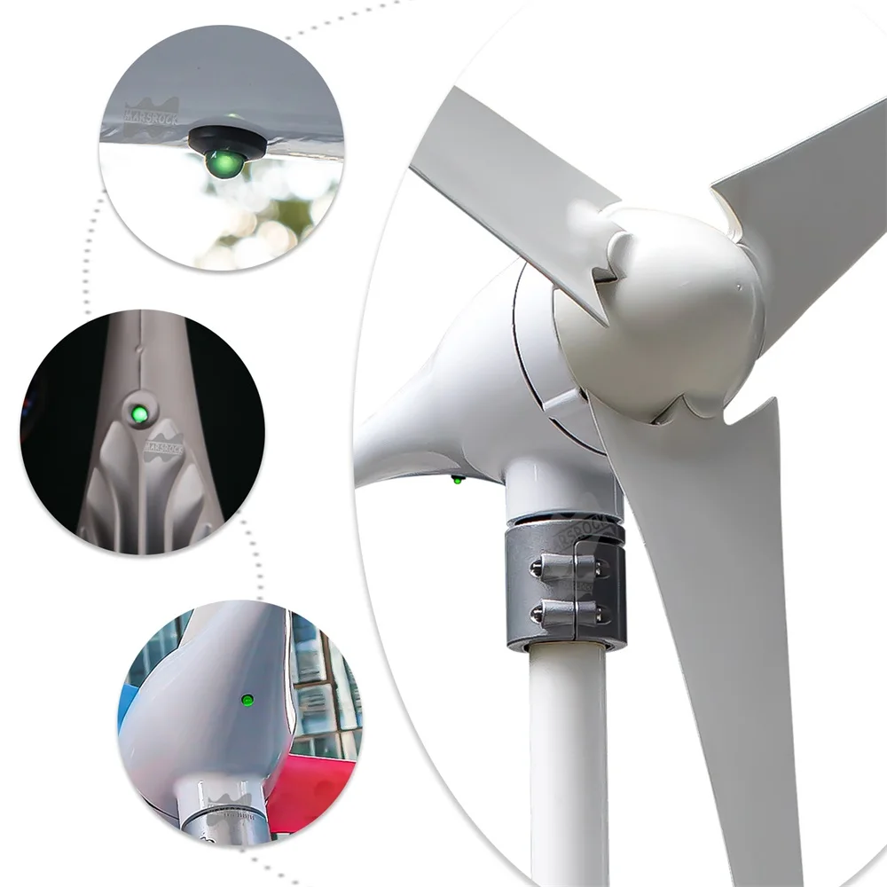 Imagem -04 - Turbina Eólica Residencial com Controlador Mppt 600w 12v 24v Gerador Lâminas ac Hawt Moinho de Vento Indicador de Carregamento Led