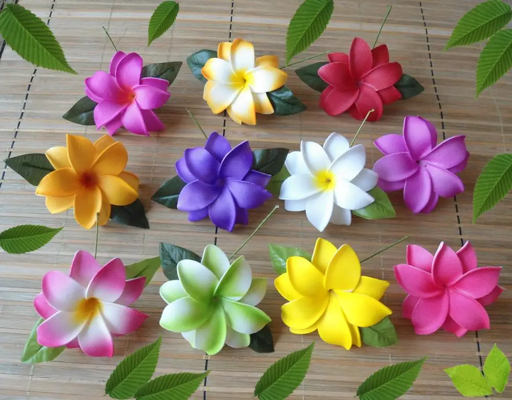 

Free Shipping F8911 100pcs/ lot 8 CM Double Foam Plumeria Hair Pick Women Wear Accessories Hawaii Tropical Flower