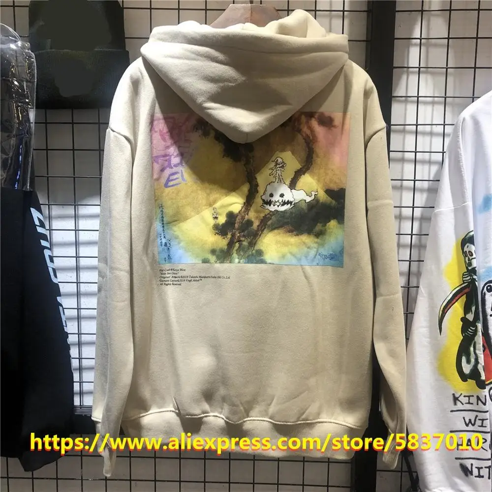 Slim Size Kid Cudi Kanye West Hoodie Men Women KIDS SEE GHOSTS Hoodies Seven Album Limited Sweatshirts High Quality Pullovers