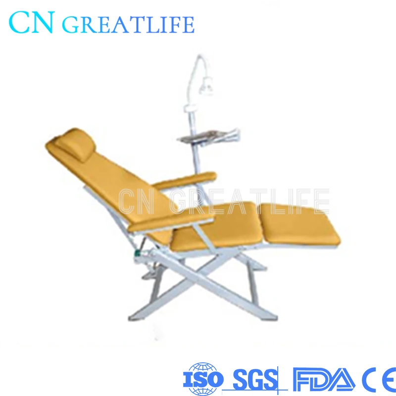 

Cheap Folding Portable Dental Chair for Dental Clinic Chair with Light and Tray