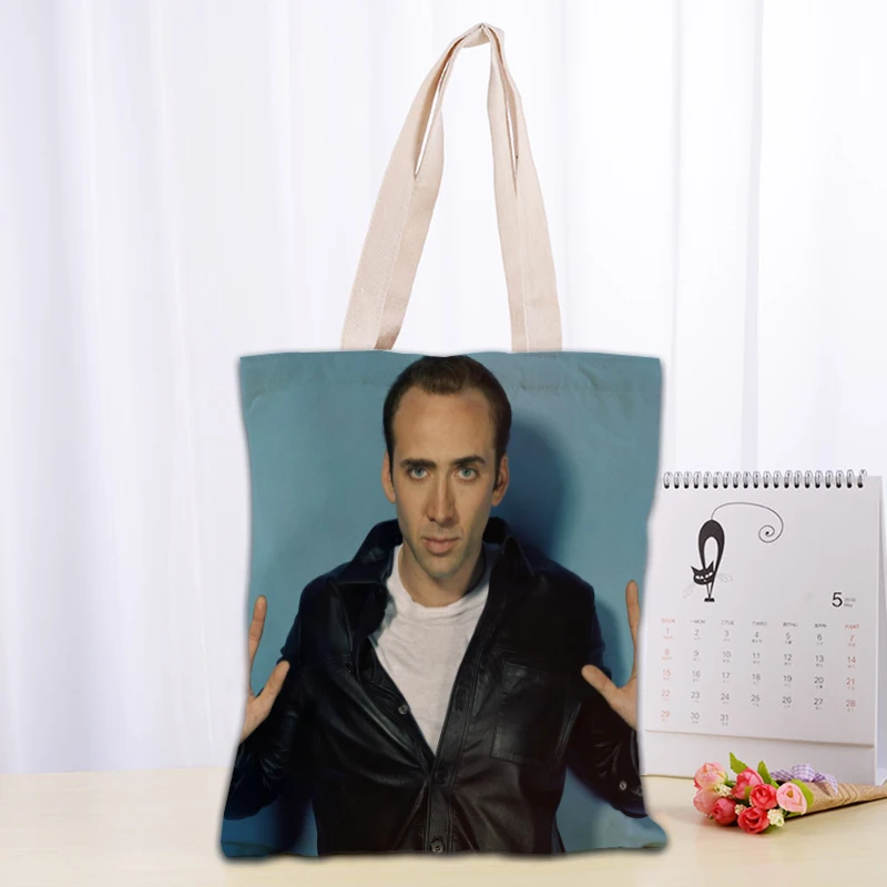 Custom Nicolas Cage Tote Bag Reusable Women Canvas Shoulder Bag Handbag Shoulder Pouch Foldable Canvas Shopping Bags