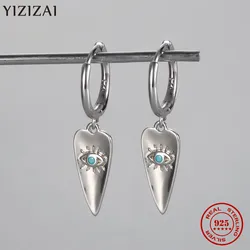 YIZIZAI Romantic Love Hoop orecchini turchese Punk Demon Evil Eyes 18K donna argento Sterling 925 accessorio quotidiano di alta qualità