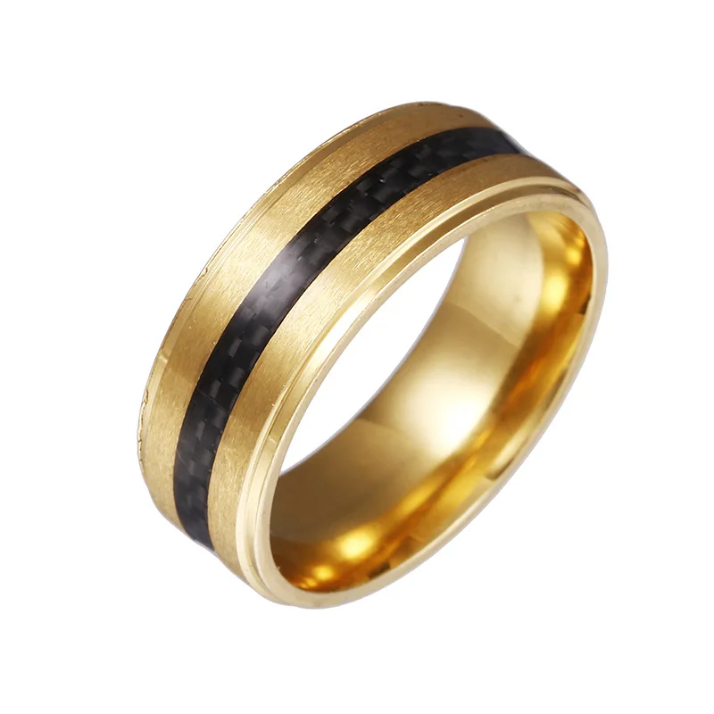 The new two-step carbon fiber stainless steel men's ring