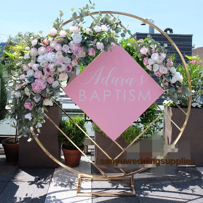 200cm Ceremony Event Golden Stainless Steel Wedding Decoration Arch Backdrop need assembly Design 01201