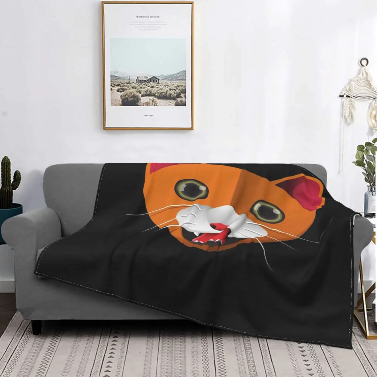 Manta con pegatina para la cara de gato, colcha a cuadros para cama, manta térmica de 90, colchas de verano