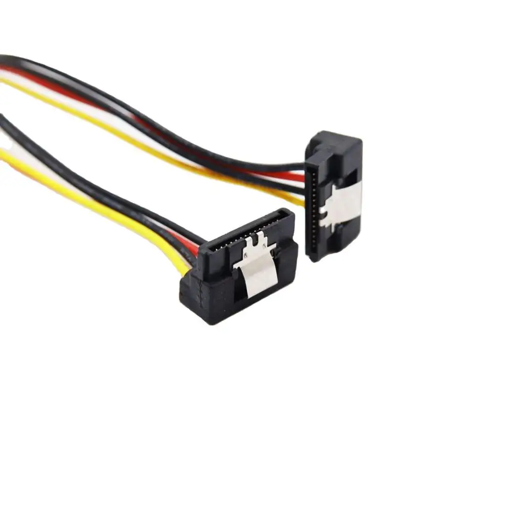 IDE 4Pin Molex Male Female To SATA Dual 2X15Pin Female 90 Degree With shrapnel Splitter Y 1 To 2 extension hard disk Power Cable