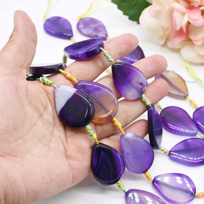 2strands/lot Smooth water drop shape Purple Agate loose natural stone beads,For Necklace Bracelets Jewelry Making DIY 15