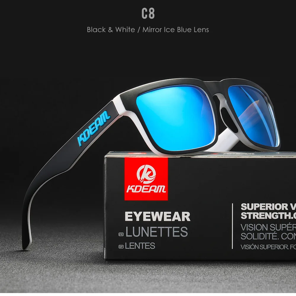 KDEAM Quadratische polarisierte Sonnenbrille für Herren im Freien, Lifestyle-Beschichtung, Sonnenbrille, neue passende Farben mit Box