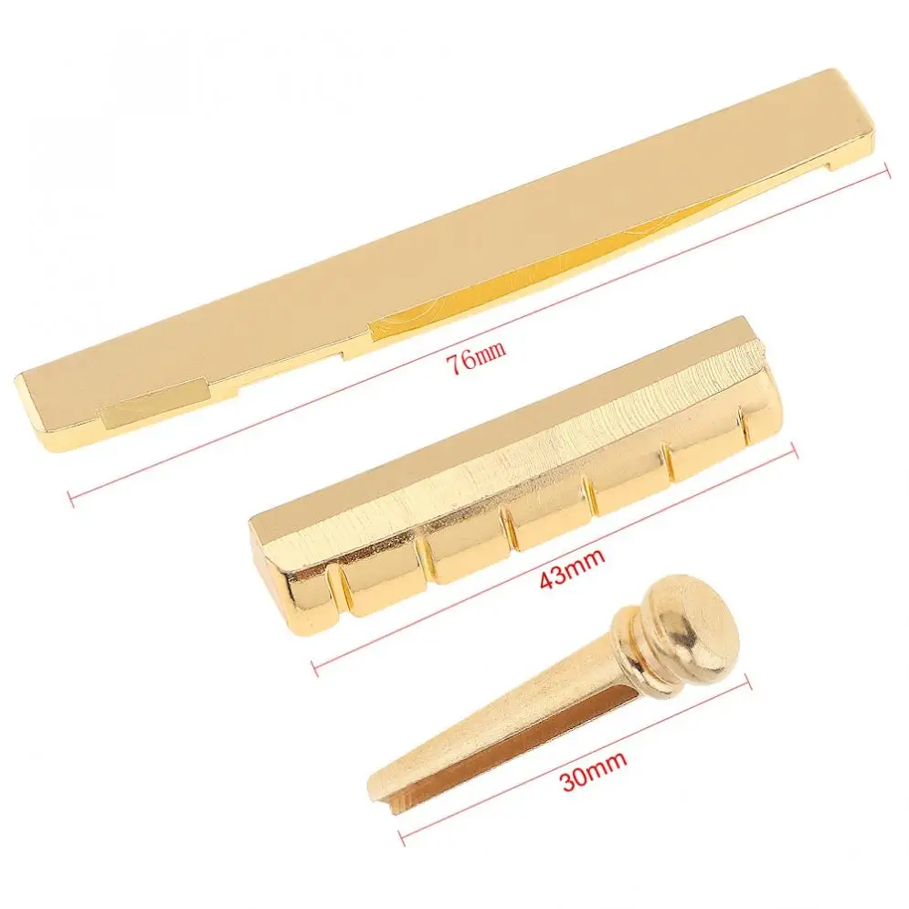 Guitar Bridge Pin 6pcs/lot  Golden Brass Bridge Pins & Bridge Nut Saddle Set for Folk Acoustic Guitar Hot