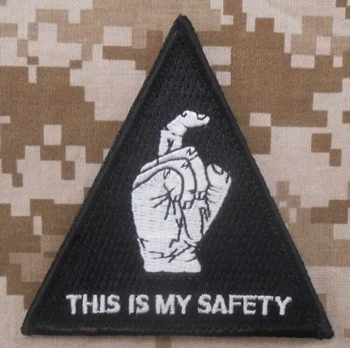 THIS IS MY SAFETY PATCH Gold finger Sir BLACK HAWK DOWN ARMY BADGE SWAT BRAND FASTENER insurance PATCH For Backpack Jacket