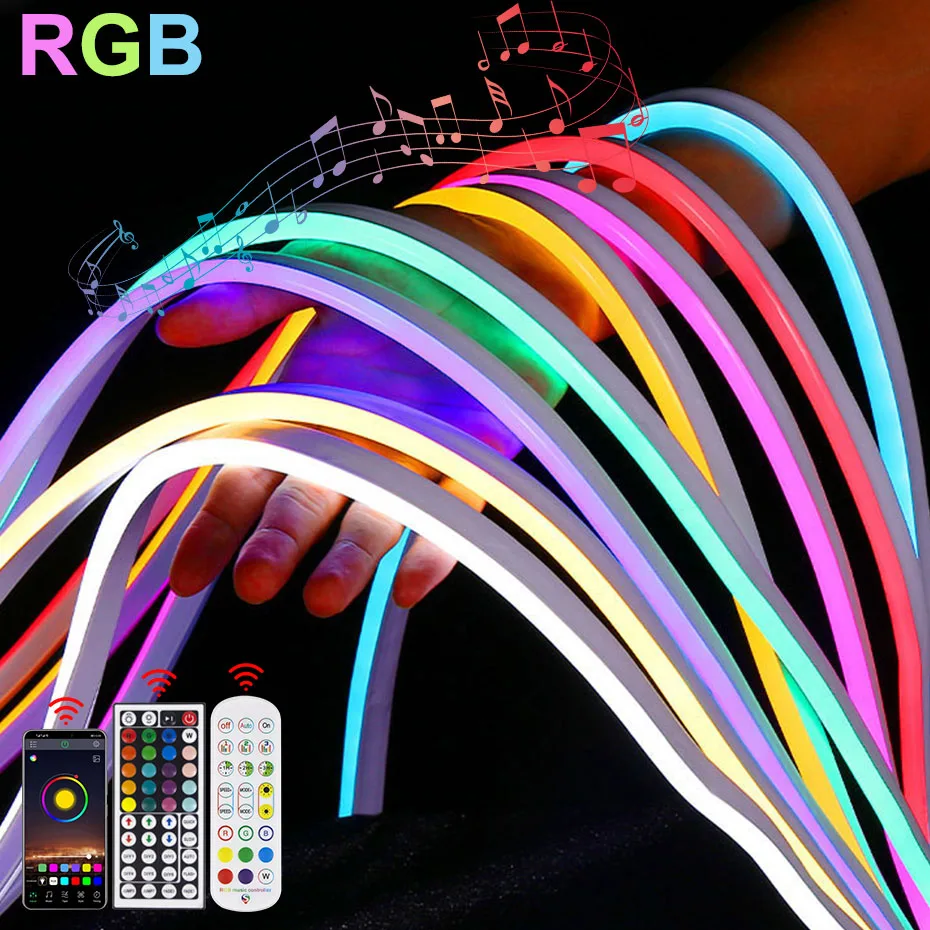 

Водонепроницаемая RGB светодиодная неоновая лампа 12 В с WiFi Buletooth дистанционное управление RGB неоновая полоса светодиодная подсветка музыкальная полоса