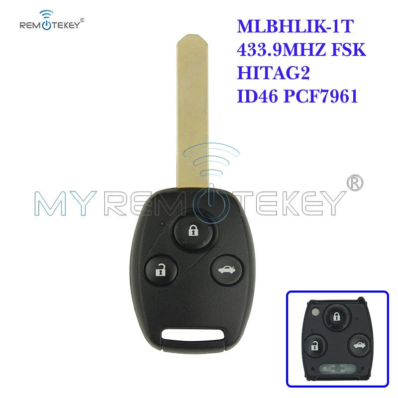 

Remtekey For Honda CRV Civic MLBHLIK-1T Remote Key Hon66 3 Button 434mhz With Id46 Chip