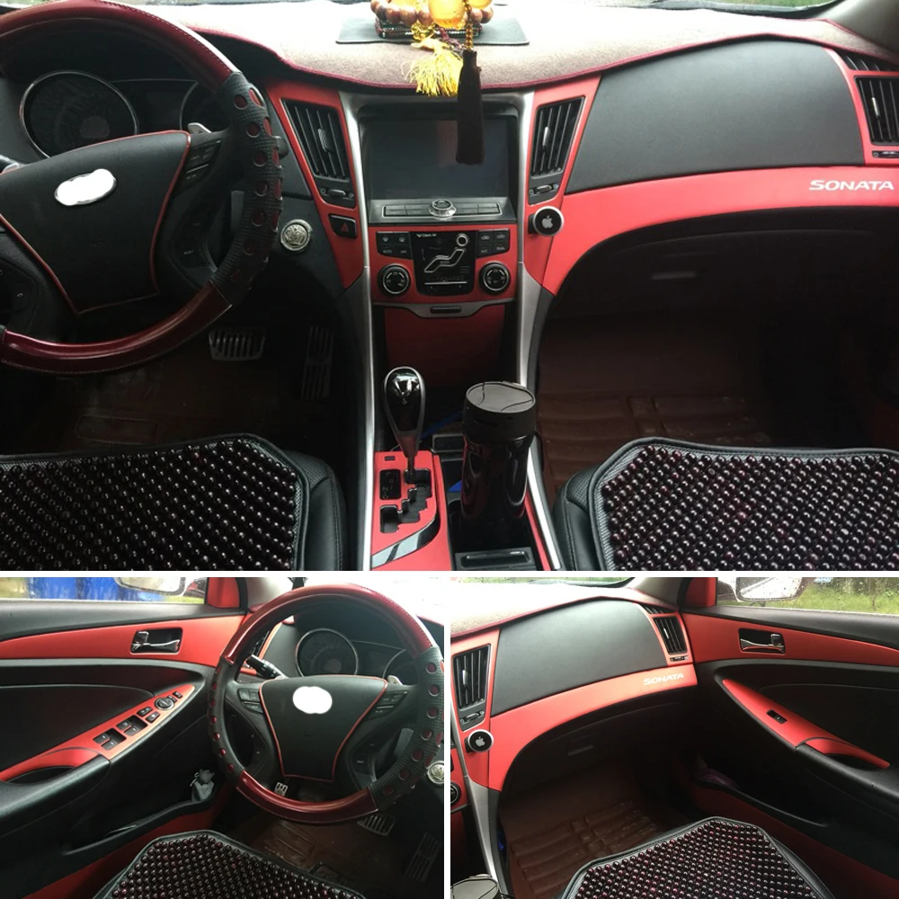 Car-Styling 3D 5D Carbon Fiber Car Interior Center Console Color Change Molding Sticker Decals For Hyundai yf sonata 8 2011-2014