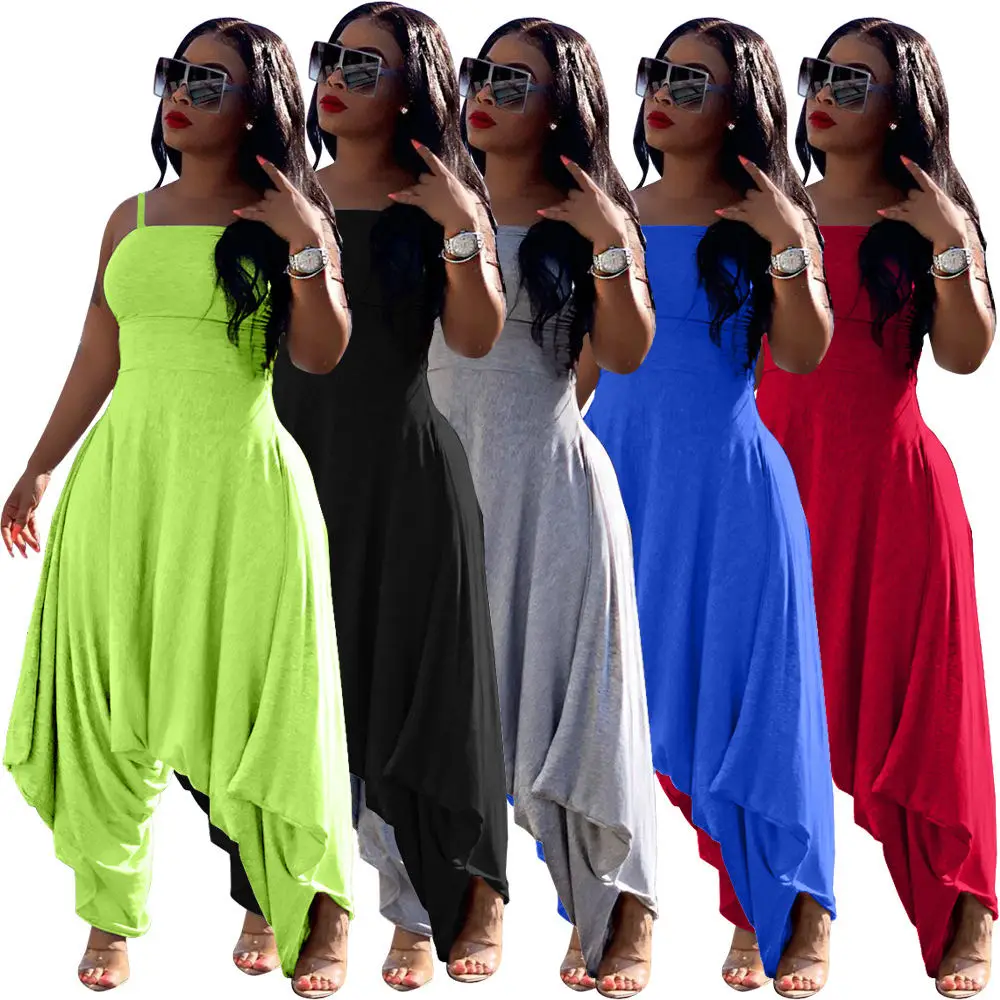 Vrouwen Oversized Harem Jumpsuits Side Rits Verpakt Drop Kruis Rompertjes Gestapeld Zoom Neon Groen Chic Party Wear Sarouel