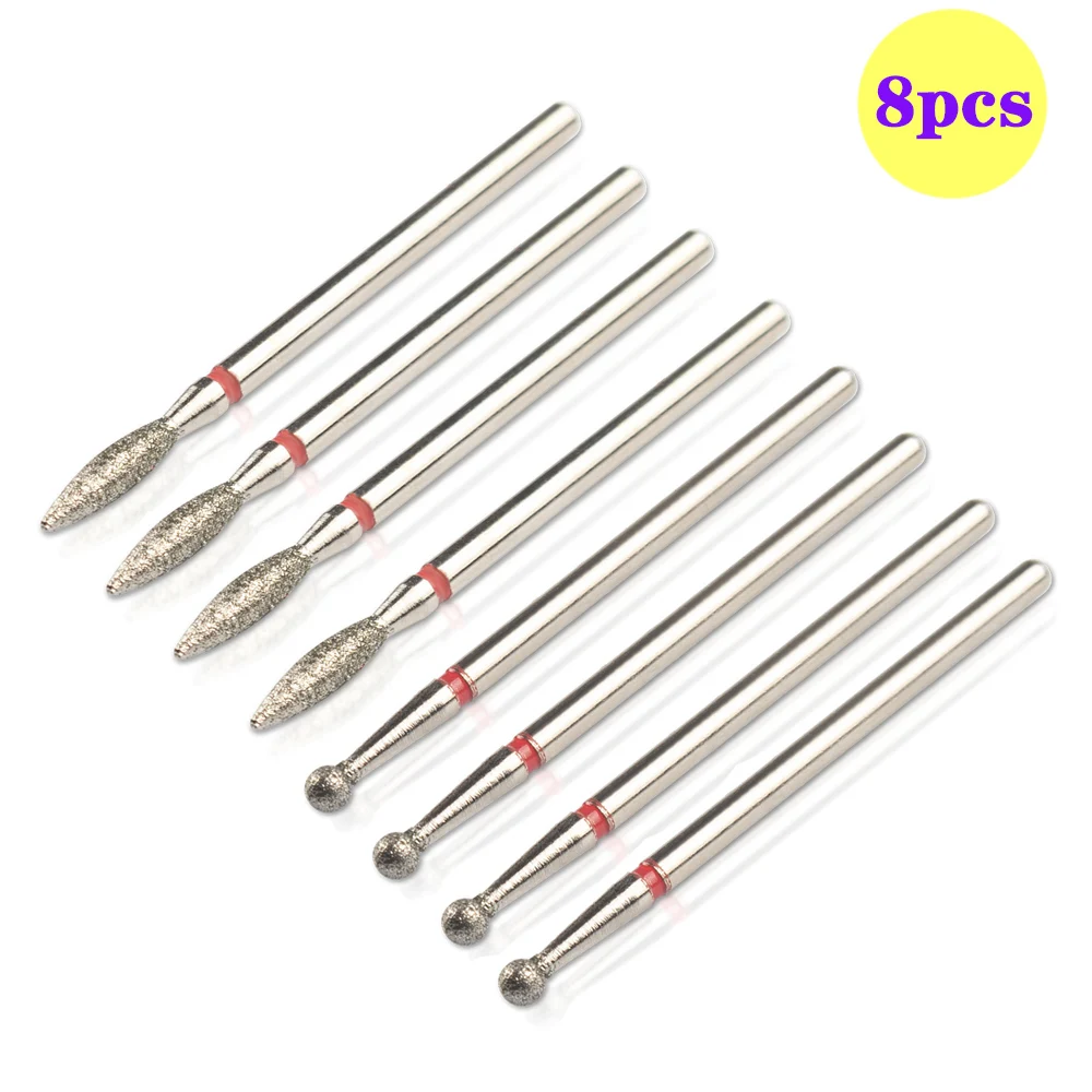 8pcs Diamond Nail Drill Bits Set Cuticle Cleaner Bit for Acrylic Nail Gel Removing Milling Cutter Manicure Machine Accessories