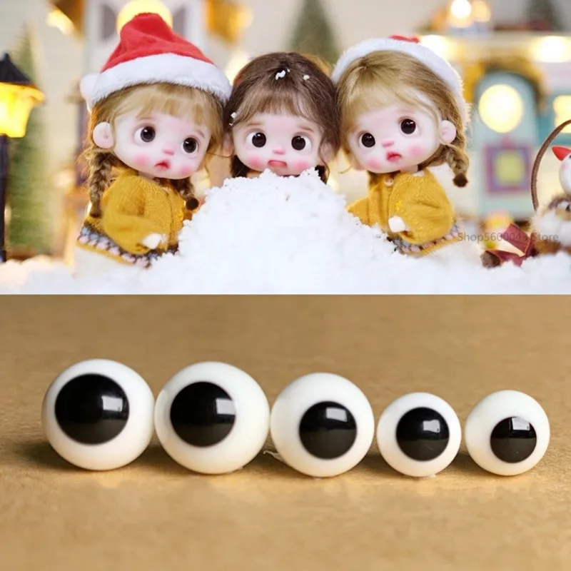 Soft Pottery Doll Simulation Eyeball 6/10/14mm OB11 Doll Black Glass Eyeball Clay DIY Doll Can Turn Simulation Eye