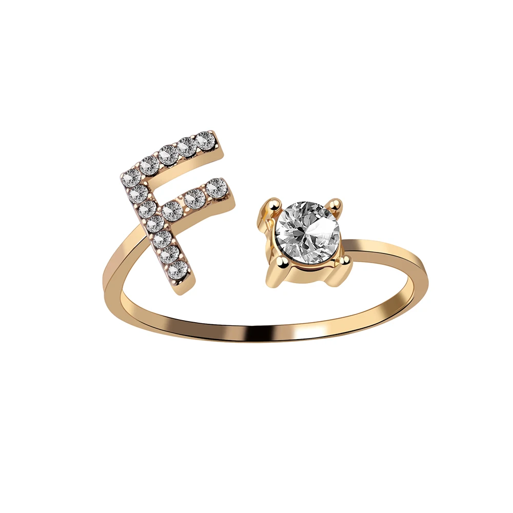 Modischer Initialen-Ring A-Z für Damen, Klassischer Gold- oder Silberfarbener Offener Fingerring für Partys, Schmuckgeschenk, Großhandel – Detail 18
