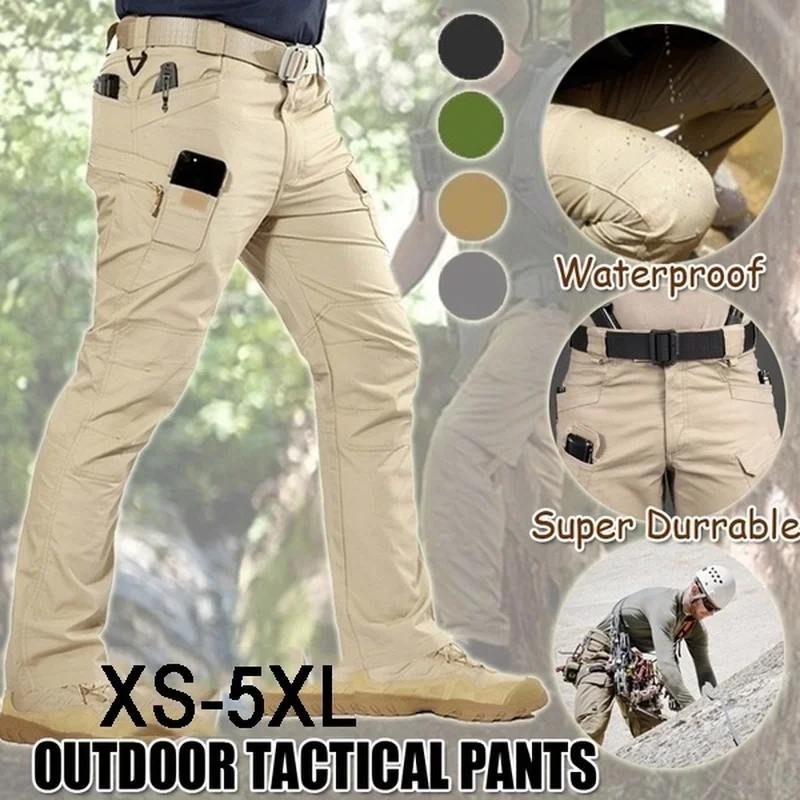 

Men’s Waterproof Military Army Training Pants,High Quality Ripstop Multipocket Cargo Pants,Stylish Quick Dry Slim Casual Pants;