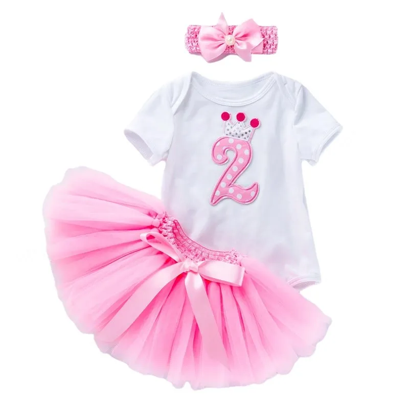 1 2 Year Girl Baby Birthday Dress Fancy Birthday Dress for Toddlers Tutu Dress 3 Piece Infant Clothing Newborn Outfit